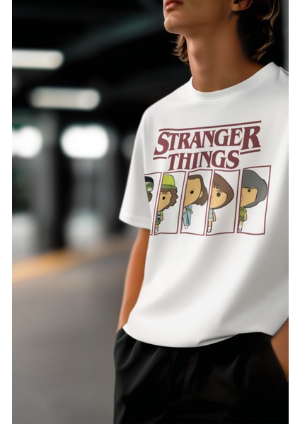 Unisex Stranger Things Yazılı Tişört, Oversize Dizi Temalı T-Shirt modelleri