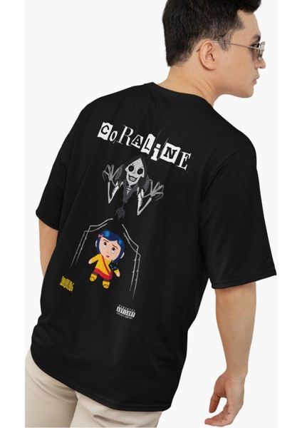 Unisex Coraline Sırt Baskılı Tişört, Oversize Film Temalı T-Shirt modelleri