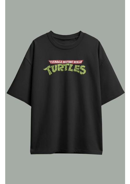 Unisex Ninja Kaplumbağa Sırt Baskılı Tişört, Oversize Çizgi Film Temalı T-Shirt fiyatları