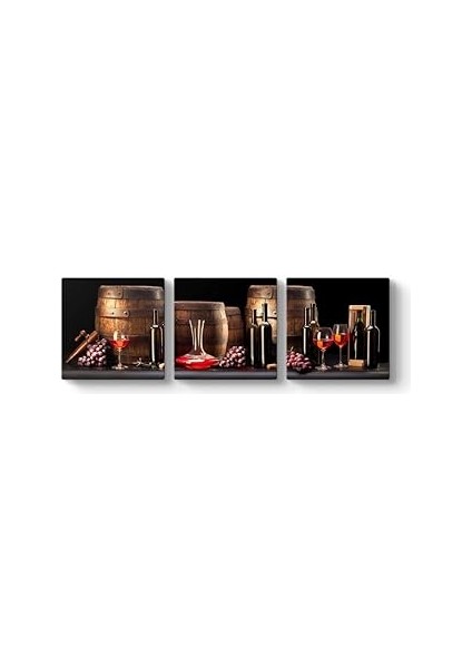 Tabloshop Şarap Mahseni Panorama Tablo 156 x 50-3 Parçalı