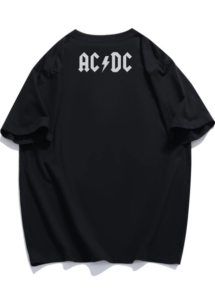 Unisex Ac Dc Angus Young Ense Baskılı Tişört, Oversize Rock Grubu Temalı T-Shirt fiyatları