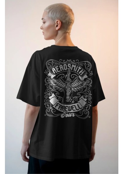 Unisex Aerosmith Farewell Tour Sırt Baskılı Tişört, Oversize Rock Band Temalı T-Shirt modelleri