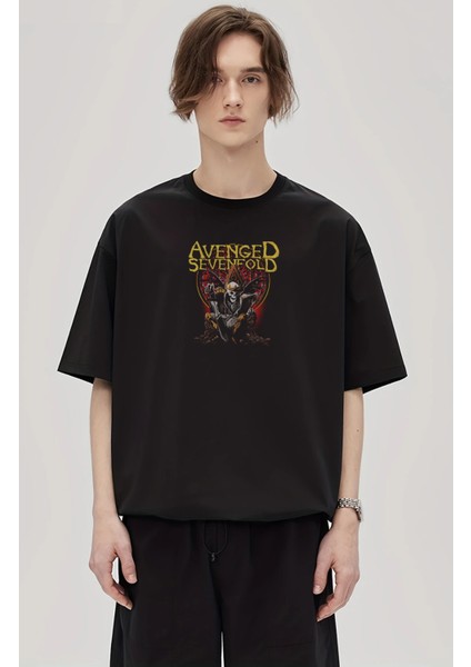 Unisex Avenged Sevenfold Hall To The King Sırt Baskılı Tişört, Oversize Rock Grubu Temalı T-Shirt fiyatları