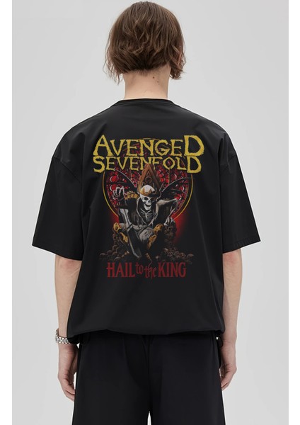 Unisex Avenged Sevenfold Hall To The King Sırt Baskılı Tişört, Oversize Rock Grubu Temalı T-Shirt modelleri