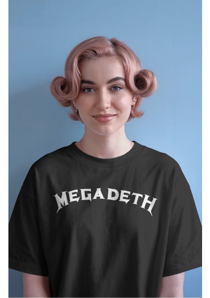 Unisex Kuru Kafalı Megadeth Sırt Baskılı Tişört, Oversize Rock Band Temalı T-Shirt fiyatları