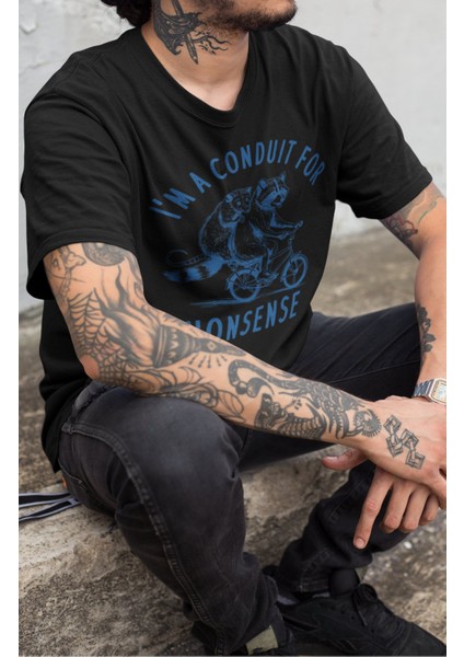 Unisex I'm A Conduit For Nonsense Baskılı Tişört, Oversize Motosiklet Temalı T-Shirt fiyatları