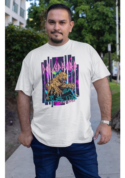 Unisex Def Leppard Animal Baskılı Tişört, Oversize Rock Band Temalı Bisiklet Yaka T-Shirt fiyatları