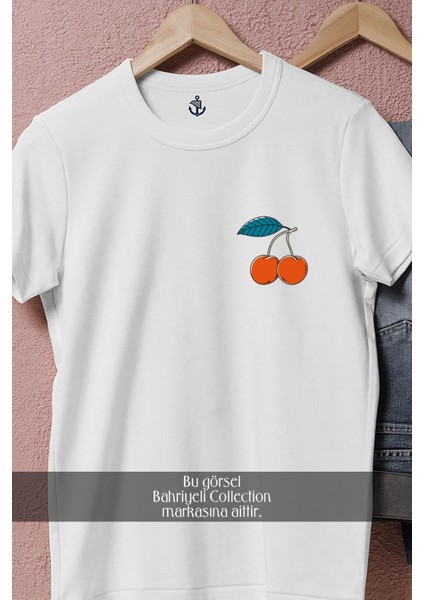 Oversize Vektör Cherry Kiraz Cep Tasarımlı Unisex T-Shirt fiyatları