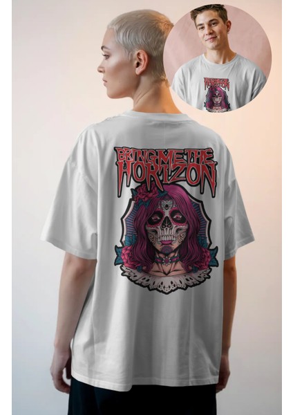 Unisex Bring Me The Horizon Sırt Baskılı Tişört, Oversize Rock Band Temalı T-Shirt