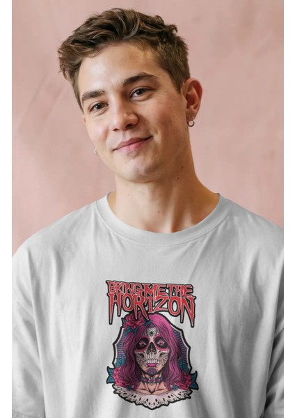 Unisex Bring Me The Horizon Sırt Baskılı Tişört, Oversize Rock Band Temalı T-Shirt fiyatları