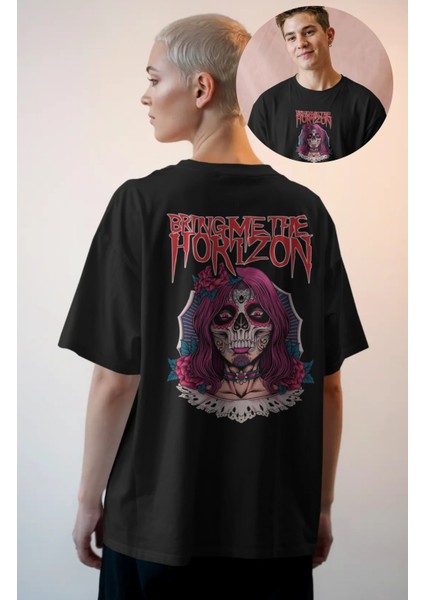 Unisex Bring Me The Horizon Sırt Baskılı Tişört, Oversize Rock Band Temalı T-Shirt