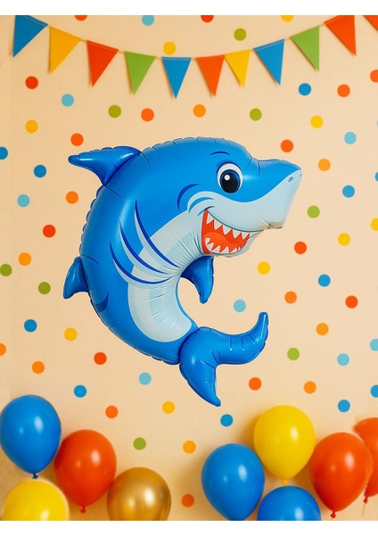 Köpek Balığı Folyo Balon Doğum Günü Parti Balonu Mavi 79 cm