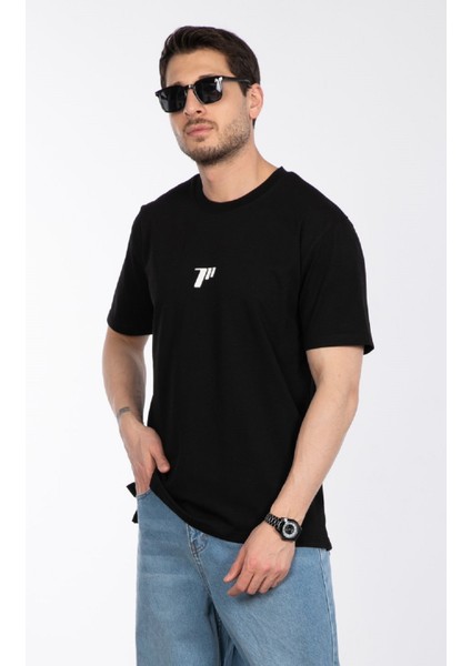 Erkek Bisiklet Yaka %100 Pamuk Rahat Kalıp 777 Sayı Baskılı T-Shirt fırsatları