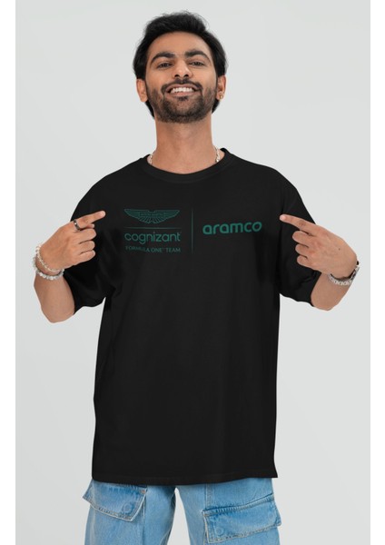 Oversize Aramco Formula One Team Sırt Baskılı Tişört, Unisex F1 Alonsoo Temalı T-Shirt fiyatları
