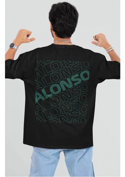Oversize Aramco Formula One Team Sırt Baskılı Tişört, Unisex F1 Alonsoo Temalı T-Shirt modelleri