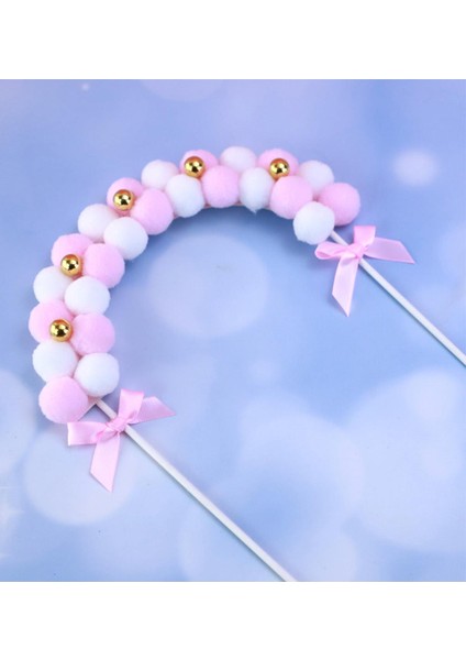 Pembe Beyaz Top Kemer Şeklinde Kız Bebek Pasta Süsü