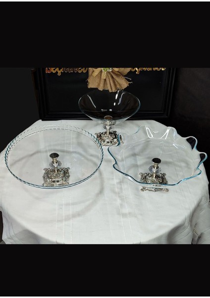 Seçkinev 3 Parça Gümüş Ayaklı Pratik Silver Tokyo Sunum Tabağı Set fiyatları