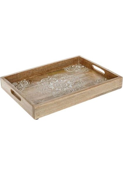 Ahşap Mandala Tepsi 38X28CM