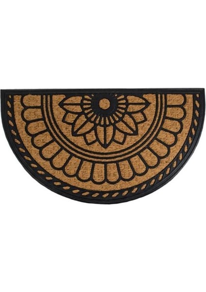 Siyah Bej Oval Kapı Önü Paspas 70X40CM