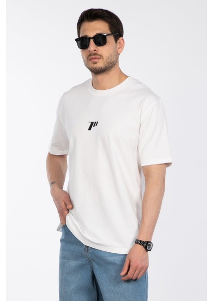 Erkek Bisiklet Yaka %100 Pamuk Rahat Kalıp 777 Sayı Baskılı T-Shirt indirimleri