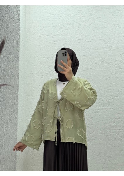 Miryla Püskül Detaylı Bağlamalı KIMONO-MF211 Haki fiyatları