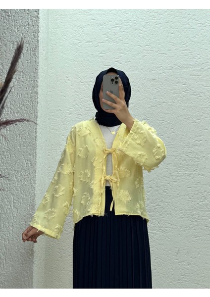 Miryla Püskül Detaylı Bağlamalı KIMONO-MF211 Sarı
