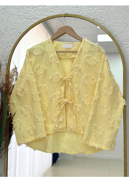 Miryla Püskül Detaylı Bağlamalı KIMONO-MF211 Sarı modelleri