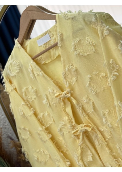 Miryla Püskül Detaylı Bağlamalı KIMONO-MF211 Sarı fırsatları