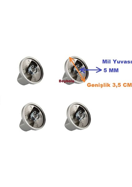 Siemens Uyumlu Ocak Düğmesi Gri , Set Üstü Ocak Düğme 4 Lü fiyatları