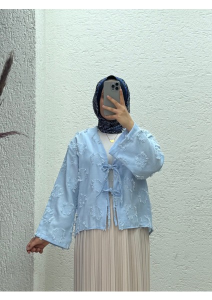 Miryla Püskül Detaylı Bağlamalı KIMONO-MF211 Mavi