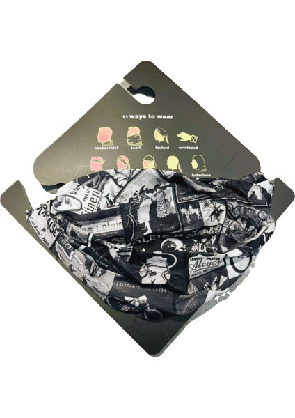 Buff Boyunluk Vintage Poster Collage Novelty Print Desenli