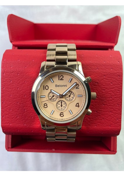 Full Rose Gold Renkli Rakamlı Çizgili Unisex Kol Saati