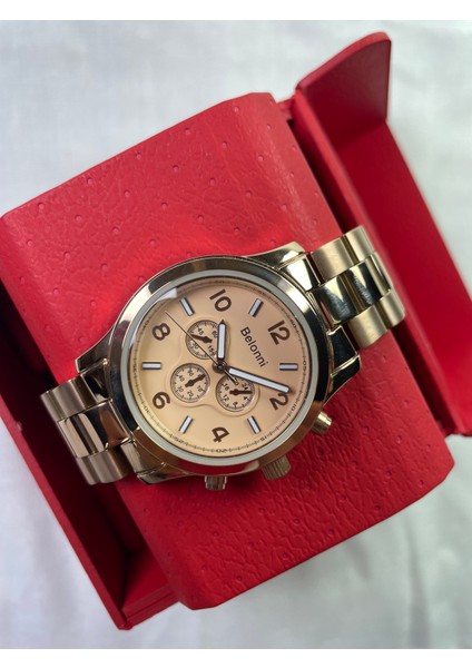 Full Rose Gold Renkli Rakamlı Çizgili Unisex Kol Saati modelleri