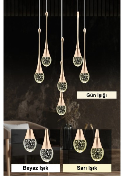 Istanbul Avize Mercure 6'lı Gold LED Kumandalı 3 Renk Modern Lüx Ledli Avize fırsatları