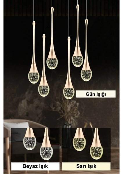 Istanbul Avize Mercure 6'lı Gold LED Kumandalı 3 Renk Modern Lüx Ledli Avize indirimleri