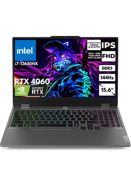 Loq 15IRX9 I7-13650HX 64 GB 256 GB SSD 8gb RTX4060 144Hz 15.6" Fhd Windows 11 Home Taşınabilir Bilgisayar 83DV00WTTRAT56