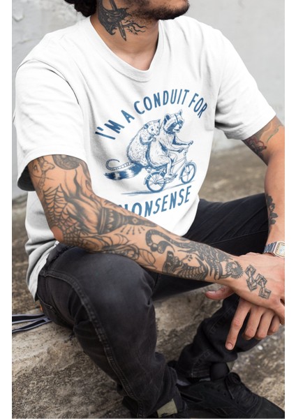 Unisex I'm A Conduit For Nonsense Baskılı Tişört, Oversize Motosiklet Temalı T-Shirt fiyatları