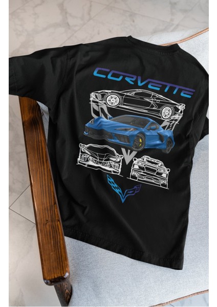 Unisex Corvete Yazılı T-Shirt, Oversize Yarış Araba Baskılı Tişört modelleri