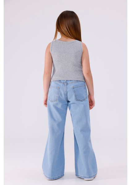 Kız Çocuk Dizde Serpme Taşlı Kot Pantolon 2210 fırsatları