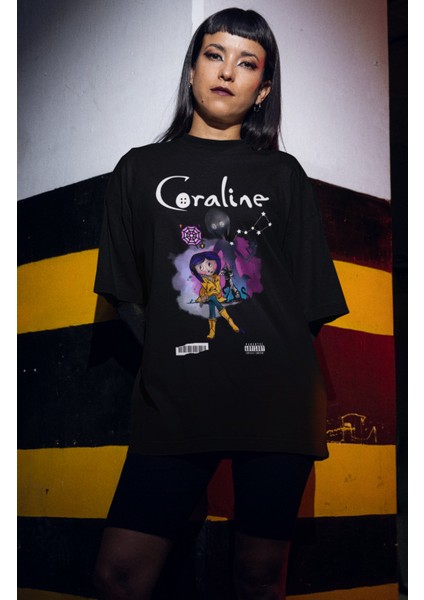 Unisex Coraline Baskılı T-Shirt, Oversize Film Temalı Tişört fiyatları