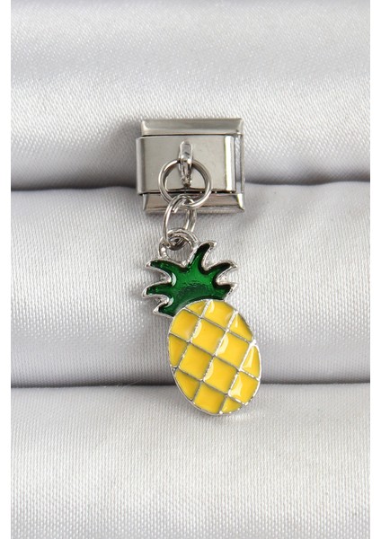 316L Çelik Gümüş Renk Ananas Model Nomination Charm