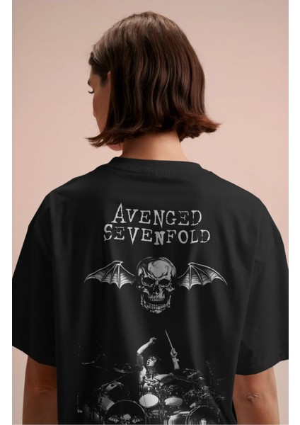 Unisex Avenged Sevenfold Sırt Baskılı Tişört, Oversize Rock Grubu Temalı T-Shirt modelleri