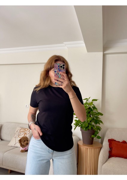 Beyaz Lazer Kesim Modal Tişört