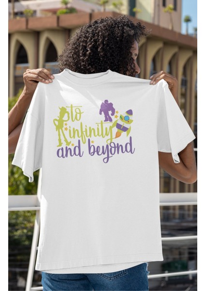 Unisex To Infinity And Beyond Baskılı Tişört, Oversize Toy Story Temalı T-Shirt