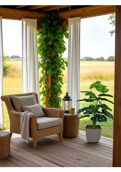 Yapay Ağaç Monstera Deve Tabanı Bitkisi 18 Yaprak 75CM Plastik Saksıda Yapay Salon Çiçeği Hediyelik
