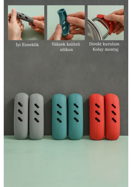 2’li Silikon Isı Yalıtımlı Kulplu Tencere Tutucu Eldiven – Fırın & Güveç Kavrama Aparatı