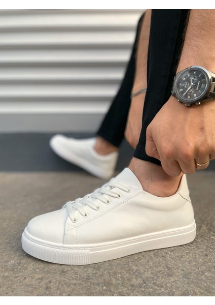 JY122 Mode Bağcıklı Günlük Erkek Sneaker - Beyaz modelleri