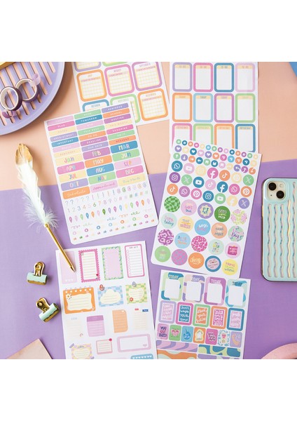 A5 Sticker Book 1183 Adet 18 Yaprak Renkli Etiket Defteri