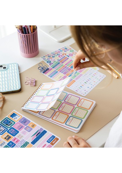 A5 Sticker Book 1183 Adet 18 Yaprak Renkli Etiket Defteri