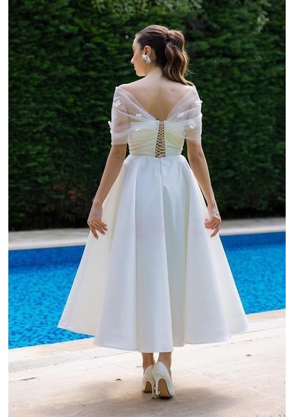 Çiçek Detaylı Tarlatanlı Saten Kiloş Abiye fiyatları